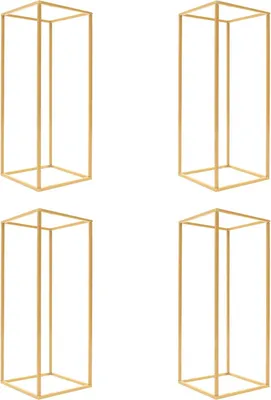 Produktbild von Hochzeits Tischdeko - Geometrischer Blumenständer Säule - 60 cm Höhe, 24×24 cm Basis, 4er Set, Eisen, rechteckig, Traglast 10 kg - Gold