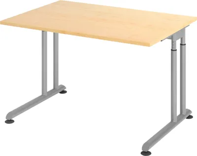 Produktbild von bümö Schreibtisch Serie-Z - Nachbildung Ahorn, Gestell: Silber, Größe:  120 x 80 cm
