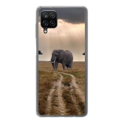 Produktbild von MuchoWow® Handyhülle Schutzhülle Hülle für Samsung Galaxy A12 Elefant - Tiere - Wiese - Sonne Silikon Softcase Handy Hülle - Bild