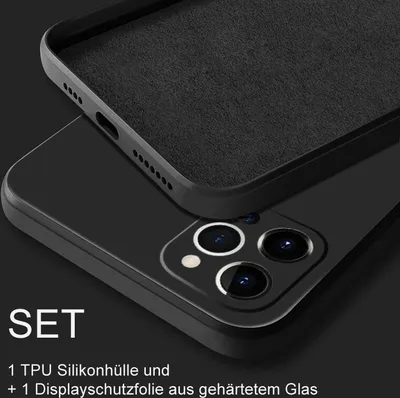Zdjęcie produktu dla Etui ochronne SOONTEC (czarne) do Apple IPhone 13, ochronne etui TPU + 1 osłona ekranu ze szkła pancernego, PEŁNA OSŁONA SZKŁA