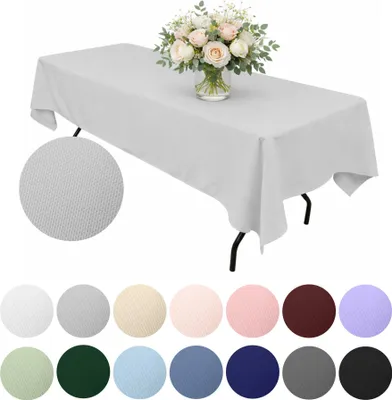 Produktbild von MEBLE ODNOWA, Tischdecke, Glatt Tischdecke, Rechteckig, Hellgrau, 140×240 cm, Matt, Tischschutz, Elegant, Formstabil, Elastisch, Strapazierfähig, Maschinenwaschbar