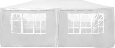 Produktbild von Pavillon 3 x 6 m in Weiß mit UV-Schutz 50+, Gartenpavillon mit aufrollbaren Seiten, Partyzelt mit Fenstern für z. B. Terrasse und Festival