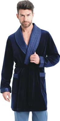 Produktbild von Leverie 067 Herren Morgenmantel mit Bindegürtel, dunkelblau Gr. M