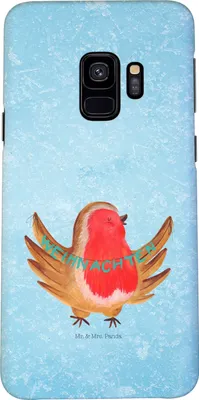 Produktbild von Mr. & Mrs. Panda Samsung Galaxy S9 Handyhülle Rotkehlchen Weihnachten - Eisblau - Geschenk, Frohe, Hülle, Handy Schutzhülle, Weihnachtsgruß, Cover, Winter, Case, Xmas