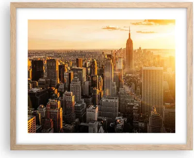 Produktbild von Gerahmtes Poster - Rahmen in heller Eiche - New York Wolkenkratzer Manhattan - 50x40 cm - Wand Bild - Wanddeko - Wandbilder - Wandposter - Bilderrahmen - Bilder - Kunstdruck - P2NAA50x40-2672