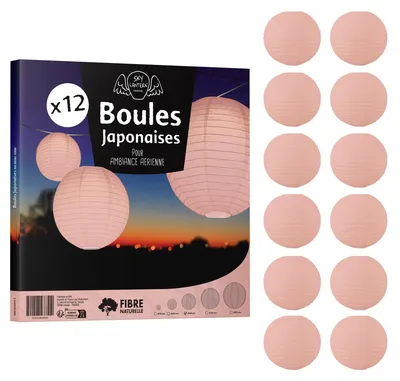 Produktbild von Set von 12 Papierlaternen 30 cm Pfirsich
