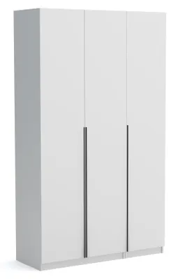 Produktbild von Kleiderschrank Pablo 135 cm, Weiß mit Einlegeplatten, Drehtürenschrank, Farbauswahl, 135x54x234 cm 3-türig