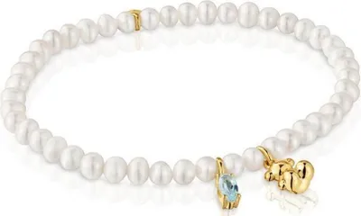 Produktbild von Armband aus echten Perlen mit vergoldetem Teddybär 1004025000