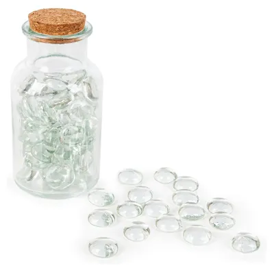 Produktbild von 400 g Dekosteine aus Glas, mini Steine zum Basteln, Glasnuggets, klare Glassteine, transparent, 2 cm