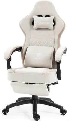 Produktbild von Gaming-Stuhl Stoff, Gel- & Taschenfederkissen, Massage, verstellbare Fußstütze, ergonomisch Grüner