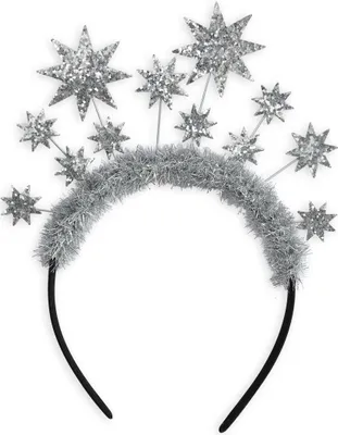 Produktbild von narrenwelt narrenwelt narrenwelt Haarreif Glitzersterne silber Sterne Engel Kopfschmuck Glitzer Weihnachten Accessoires, 57115