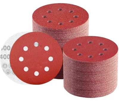 Zdjęcie produktu dla Papier ścierny 125mm z rzepem, ziarno 400, 8 otworów, 110 sztuk, do szlifierki oscylacyjnej