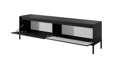 Obrázok produktu pre BETTSO Široká RTV skrinka TV stolík s rebrovanými čelami SENSO 187 x 53 cm čierna