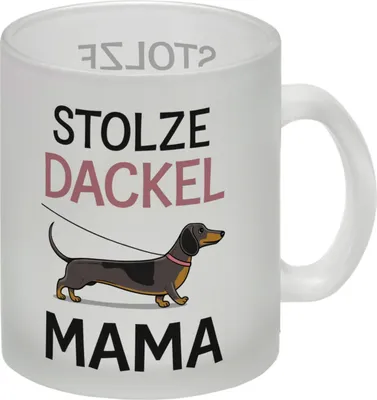 Produktbild von Stolze Dackel Mama Dackel an der Leine Glas Tasse