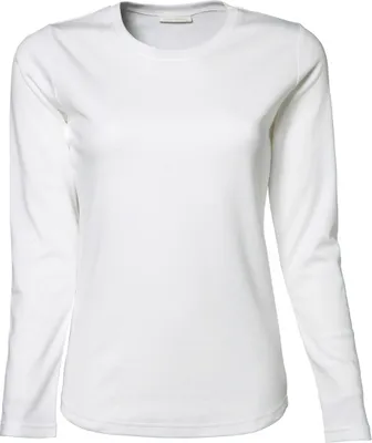 Produktbild von Tee Jays Damen Interlock Longsleeve / T-Shirt, Rundhalsausschnitt, Langarm BC3322 (S) (Weiß)