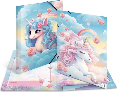 Produktbild von Sammelmappe A3 Karton Happy Unicorns Packung mit 3 Stück