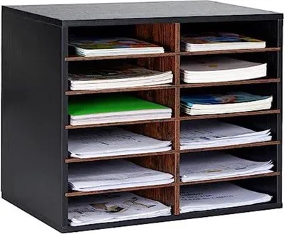 Produktbild von Famanu Büro Organizer mit Briefablage - Holz - Schwarz