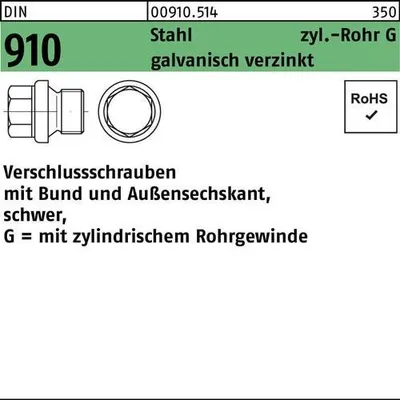 Produktbild von Reyher  Verschlussschrauben DIN 910 Stahl G 1/8 A galv. vz (100 Stück)