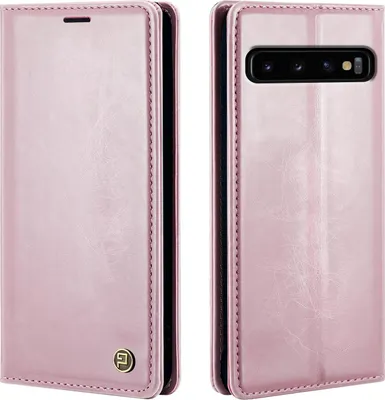 Produktbild von Handyhülle für Samsung Galaxy S10+ Kunstleder Flip Vintage Cover Hülle RFID Schutz Case Kartenfach Farbe: Rosa