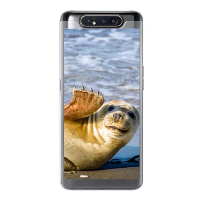 Produktbild von MuchoWow® Handyhülle Schutzhülle Hülle für Samsung Galaxy A80 Robbe - Lustig - Schaukel - Kinder - Jungen - Mädchen - Kind Silikon Softcase Handy Hülle - Schutzdeckel