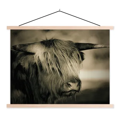 Produktbild von MuchoWow® Textilposter Schottischer Highlander - Tiere - Haare 40x30 cm mit holzfarbenen Rahmen - Bilder