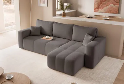 Produktbild von Idohome–Moderne Ecksofa mit Schlaffunktion und L-förmigen Steppungen, Couchgarnitur, Universale Couch, Sofa, Bettcouch, PEDROO - Farbe Grau Manila 16