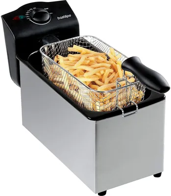 Elektrische Friteuse 3 L, 2000 W, Edelstahl, emaillierter Behälter