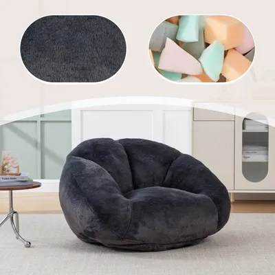Zdjęcie produktu dla Miękka sofa-pufka z pluszu; pufka z antypoślizgową powierzchnią; pokrowiec nie jest zdejmowany; nie wymaga montażu; idealna do salonu, pokoju wypoczynkowego lub sypialni
