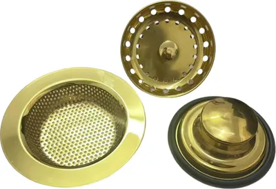 Three different types of sink strainers are displayed against a white background.