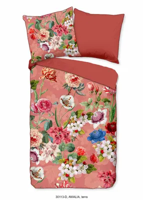 Produktbild von Descanso Bettwäsche mit einer biese und Blumen - 135x200 cm  - 100% Bio Baumwolle