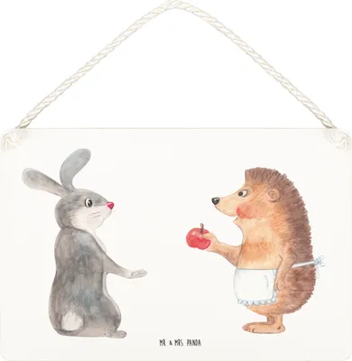 Produktbild von Mr. & Mrs. Panda holzbild Hase Igel DIN A5 - Weiß - Geschenk, Deko Wandbild, Türschild, Lustige Sprüche, Holzschild, kleine aufmerksamkeit, Trennungsschmerz, Liebe Spruch
