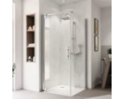 Produktbild von Breuer Europa Design Drehtür (Anschlag links) für Seitenwand alu chromeffekt Klarglas 900 mm