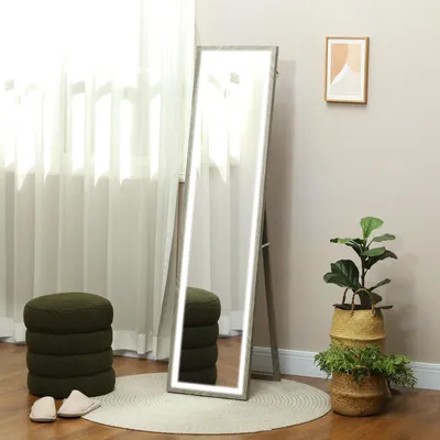 Obrázek produktu pro Zrcadlo Sweiko LED, celotělové, 40 x 160 cm, dotykové ovládání, stmívatelné, 3 barvy, šedá