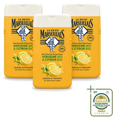 Obrázek produktu pro 3 kusy sprchového gelu Le Petit Marseillais, citron a verbenka, objem 250 ml, balení