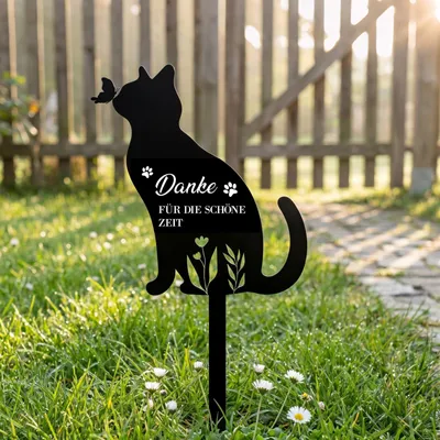 Gedenkstein für Katzen, 30 cm, schwarz, personalisiert