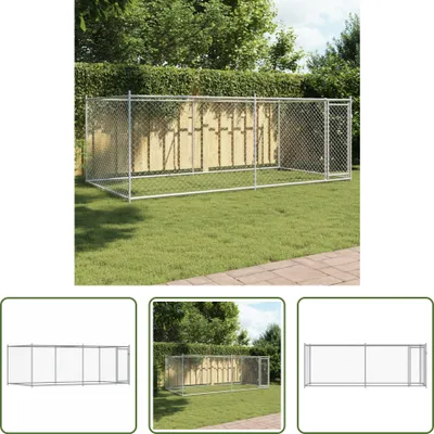 Immagine prodotto di The Living Store Cuccia per cani con porta Grigio 4x2x1,5 m Acciaio zincato