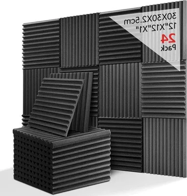 Obrázek produktu pro Zvuk pohlcující akustická pěna - 24 kusů - černá - pro podcasty - nahrávací studia - kanceláře - pěna - 30 x 30 x 25 cm - černá