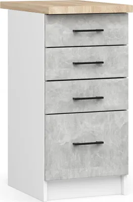Produktbild von Akord Küchenschrank Oliwia Mit Weißer/Beton‑Optik‑Arbeitsplatte 40X46X85 Cm