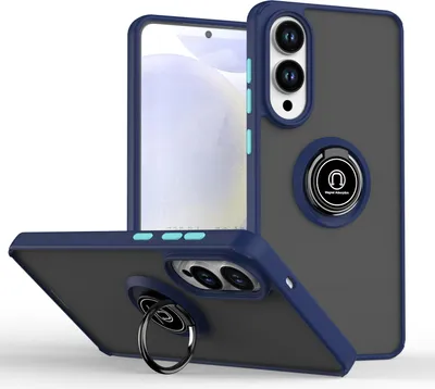Produktbild von Hülle für Samsung Galaxy S25 Edge Matte Transluzent TPU Stoßfest Schutzhülle mit Ring Halter Ständer Blau
