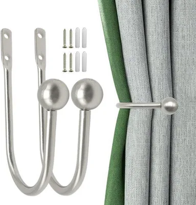 Produktbild von Famanu Set von 2 Vorhanghaltern Metall - U-förmige Wandmontage