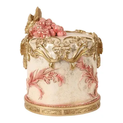 Image de Decorative Cake Candle Holder 8 cm – Pink & Gold Resin Dessert Candle Stand – Event & Home Decoration