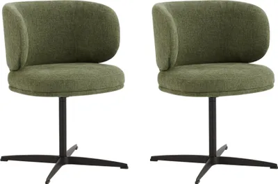 Image de Lot de 2 Chaises de Salle à Manger Chaise de Bureau Pivotante Chaise pour Chambre-coiffeuse Vert