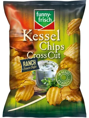 Zdjęcie produktu dla funny fresh Kettle Chips Cross Cut Ranch bezglutenowe wegetariańskie 120g