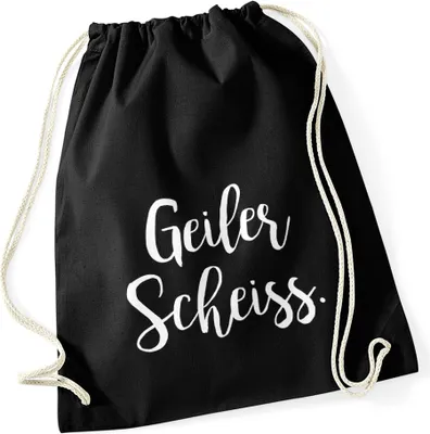 Produktbild von Turnbeutel Geiler Scheiss Spruch-Beutel Gymsac Gymbag Moonworks® schwarz unisize