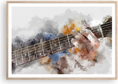 Produktbild von Gerahmtes Poster - Rahmen in heller Eiche - Gitarre Musik - 100x70 cm - Wand Bild - Wanddeko - Wandbilder - Kunstposter - Wandposter - Bilderrahmen - Bilder - Kunstdruck - Wandbild - P2NAA100x70-3448