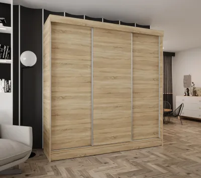 Produktbild von Schwebetürenschrank 3-türig 240x205x58 cm Eiche Sonoma – Moderner Kleiderschrank