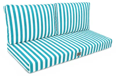 Immagine prodotto di Cuscini per salotto da giardino sfoderabili 100x50cm - Strisce turchesi