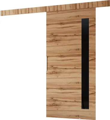 Produktbild von Minio, Schiebetür "CLEAN G", mit schwarzem Dekorelement, Zimmertür, 106cm, Wotan Eiche Farbe