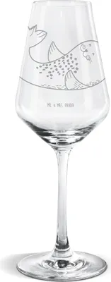 Produktbild von Mr. & Mrs. Panda Weinglas Robbe Liegen - Transparent - Geschenk, Lustige Sprüche, Weißweinkelch, Strand, Seehund, Freude, Nordsee, Für Weißwein, Ostsee, Glas, wein