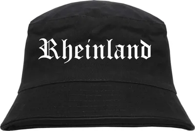 Produktbild von Rheinland Fischerhut - Altdeutsch - bedruckt - Bucket Hat Anglerhut Hut Schwarz L/XL